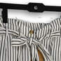 NWT Womens White Black Striped Waist Belt Flat Front Paperbag Shorts Sz XS image number 3
