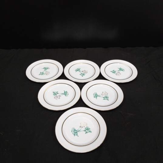 Set of 6 Wentworth China Columbine Pattern Bread Plates image number 1