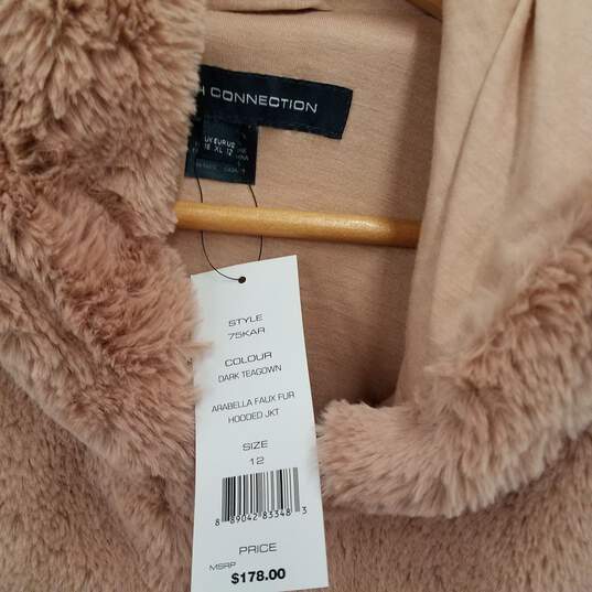 French Connection Arabella Faux Fur Hood Jacket NWT Size 12 image number 3
