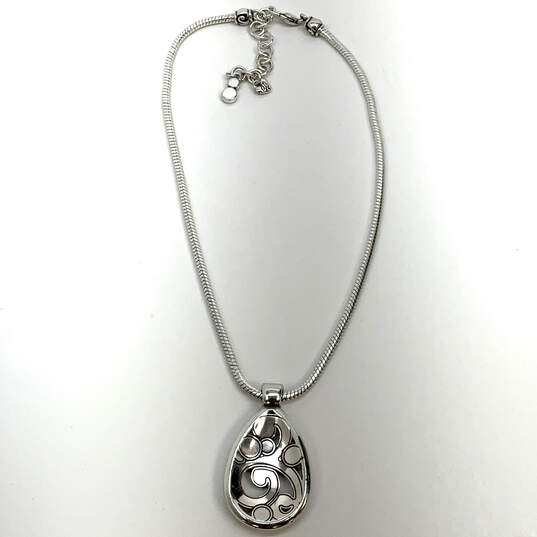 Designer Brighton Silver-Tone London Groove Scroll Pendant Necklace image number 2