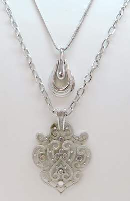 Vintage Crown Trifari Silver Tone Pendant Necklaces 54.3g alternative image