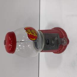 Vintage Jelly Belly Glass Red Metal Coin Bank Gum Ball Candy Machine Dispenser