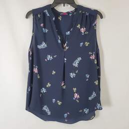 Vince Camuto Women's Blue Floral Sleeveless Top SZ M