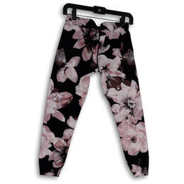 Womens Black Pink Floral Elastic Wasit Pull-On Compression Leggings Size M alternative image