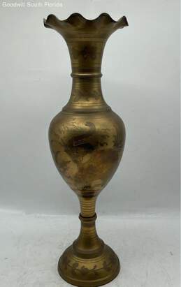 Large Brass Colored Animal Designs Vase