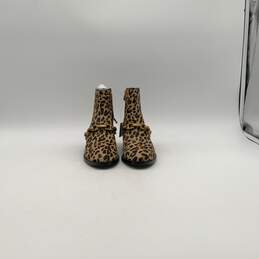 NWT Womens Brown Black Animal Print Calf Fur Side Zip Ankle Booties Size 5