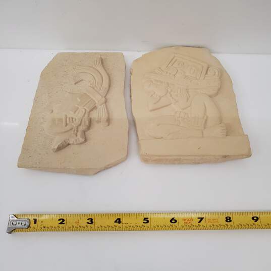 Plaque Maya Man with Stone Offering And Head of Mayan King image number 1