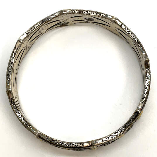 Designer Brighton Silver-Tone Retired Striking Signed Bangle Bracelet image number 3