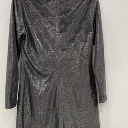 NWT Womens Black Silver Long Sleeve Round Neck Back Zip Mini Dress Size S alternative image
