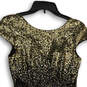 Womens Black Sequins Floral Cap Sleeve Pullover Fit And Flare Dress Size 5 image number 4
