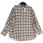 NWT Womens Tan Blue Plaid Spread Collar Button-Up Shirt Size 22/24 image number 1