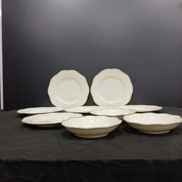 Bundle of 6MCP Czechoslovakian Made White Ceramic Plates w/3 Matching Bowls