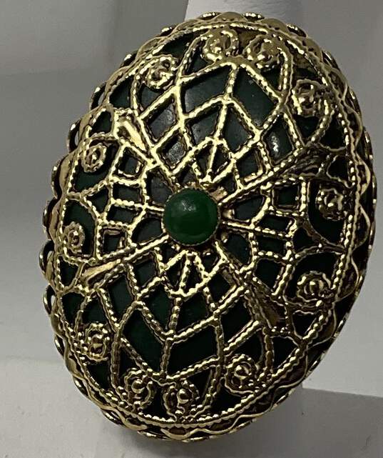 Green And Gold Fashion Ring. image number 3