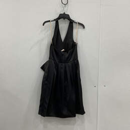 NWT Womens Black Tan Ruffled Sleeveless Back Zip Satin A-Line Dress Size 4 alternative image
