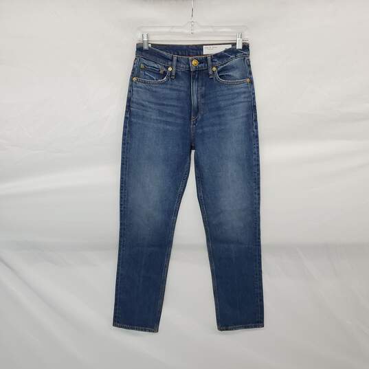 Rag & Bone Blue Slim Straight High Rise Jeans WM Size 25 NWT image number 1