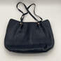 Womens Blue Phoebe Pleated Inner Pockets Bottom Studs Magnetic Tote Bag image number 1