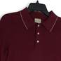 Mens Maroon Long Sleeve Spread Collar Golf Polo Shirt Size XS image number 3