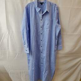 Universal Standard Blue & White Striped Button Up Shirt Dress Size M