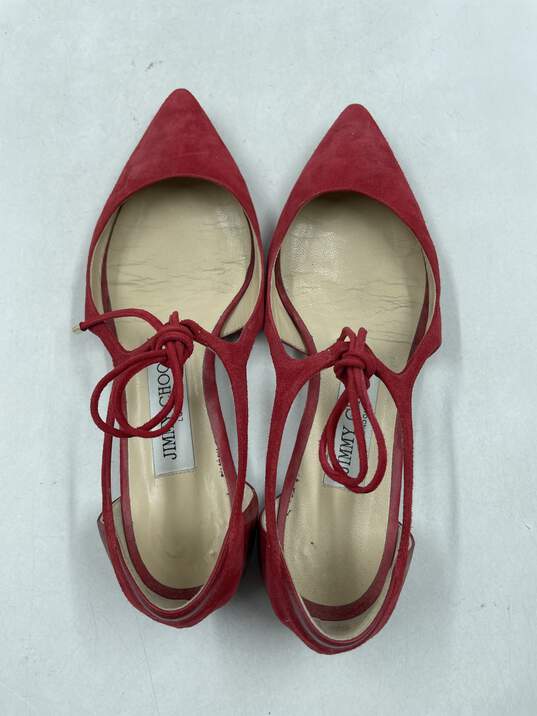 Jimmy Choo Red Pointed Flats W 5 COA image number 6