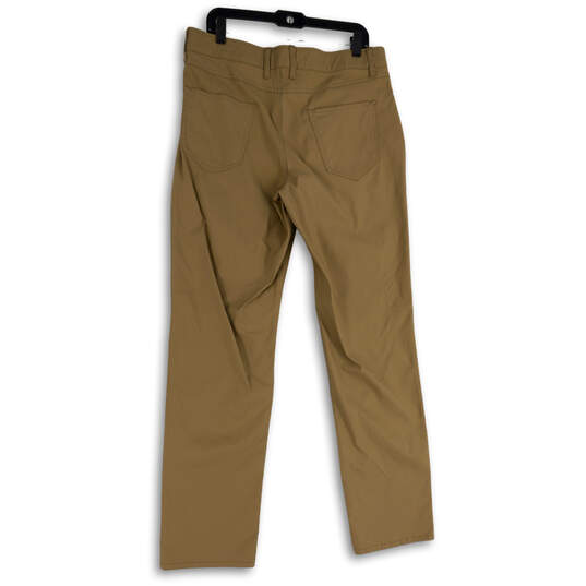 Mens Brown Flat Front Slash Pocket Straight Leg Chino Pants Size 34x34 image number 2