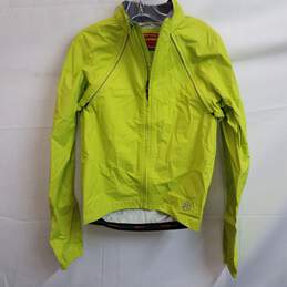 Bright green activewear cycling jacket with zip off sleeves S