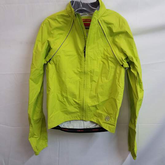 Bright green activewear cycling jacket with zip off sleeves S image number 1