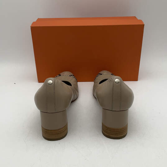 Womens Beige Leather Animal Print Slip-On Block Pump Heels Size EUR 42 image number 6