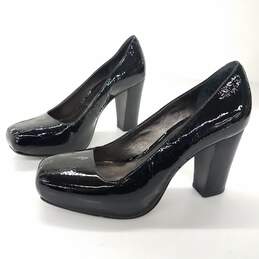 Pour La Victoire Women's Black Patent Leather Block Heels Size 6