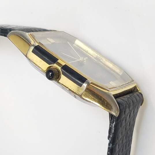 Dufonte By Lucien Piccard Black & Gold Tone Vintage Quartz Watch image number 4
