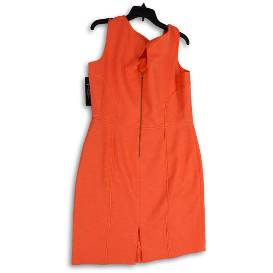 NWT Womens Orange Sleeveless Key Hole Back Zip Shift Dress Size 14 image number 2