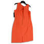 NWT Womens Orange Sleeveless Key Hole Back Zip Shift Dress Size 14 image number 2