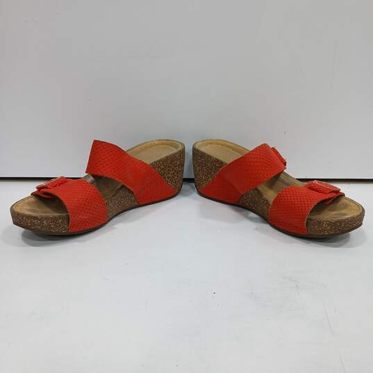 Women's Clarks Orange Wedge Sandals Size 6 image number 2