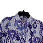 Womens Blue White Ikat Collared Long Sleeve Button-Up Shirt Size 8/10 image number 3