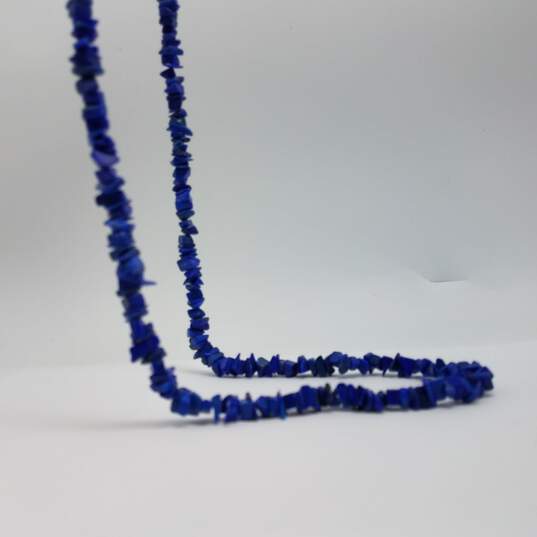 Sterling Silver Lapis Nugget 31 Inch Necklace 62.9g image number 7