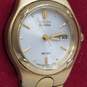 Citizen Eco-Drive E-000 25mm Gold Tone Date Analog Bracelet Watch 54.0g image number 4