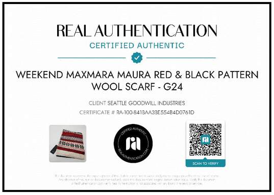 Weekend Max Mara Maura Red & Black Pattern Wool Scarf image number 6