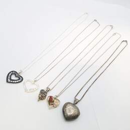 Sterling Silver Heart Pendant Necklace Bundle 5pcs 24.2g alternative image