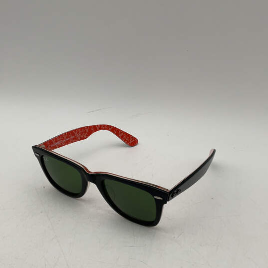 Mens RB2140 1016 Black Orange UV Protection Full Rim Rectangular Sunglasses image number 1