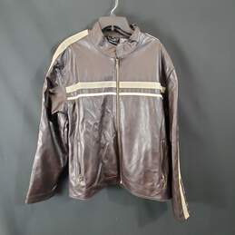 Point Zero Men Brown Faux Leather Jacket Sz XL