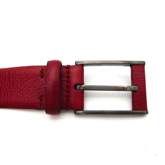 Giorgio ARMANI Red Italian Leather Belt w/ Silver Tone Metal & Red Leather Buckle with COA image number 9