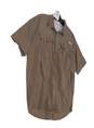 Mens Brown Short Sleeve Pockets Casual Button Down Shirt Size Medium image number 3