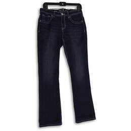 NWT Womens Blue Denim Medium Wash Beaded Mid-Rise Bootcut Jeans Size 8