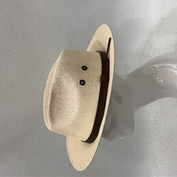 Mens Ivory Straw Low Crown Adjustable Leather Strap Western Cowboy Hat Sz L alternative image