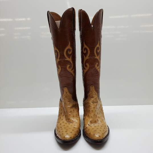WOMEN'S LUCCHESE DISTRESSED OSTRICH LEATHER WESTERN BOOTS SZ 8 image number 3