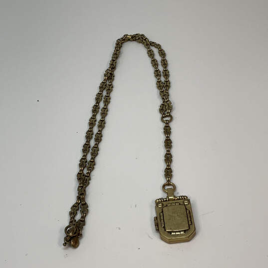 Designer J. Crew Gold-Tone Hinged Photo Link Chain Pendant Necklace image number 3