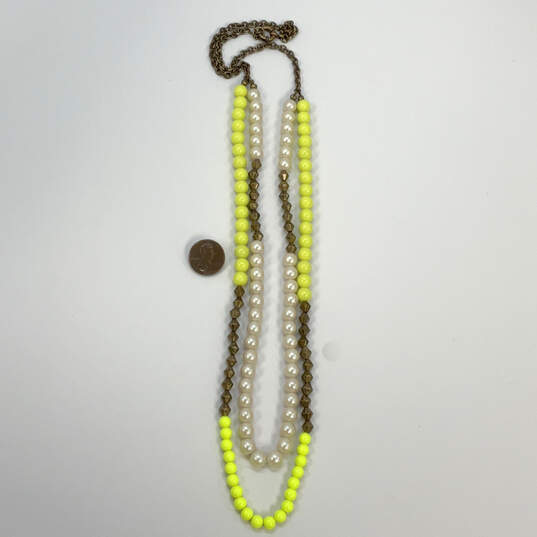 Designer J. Crew Gold-Tone Chain Multicolor Pearl Beaded Necklace image number 2