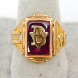 Vintage 10K Yellow Gold Ruby 1958 Class Ring 6.8g alternative image