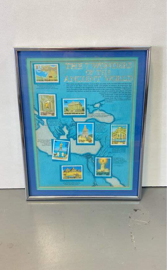 7 Wonders of the Ancient World Stamps Republic of Congo Framed and Matted image number 1