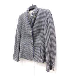 Armani Collezioni Blue & White Patterned Tweed Women's Jacket with Anchor Buttons Size 10 with COA alternative image