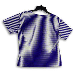 Womens Blue White Striped Round Neck Short Sleeve Pullover T-Shirt Size XL alternative image